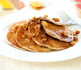 Banana Soy Milk Pancakes with Maple-Almonds