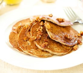 Banana Soy Milk Pancakes with Maple-Almonds