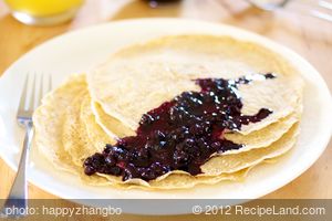 Two Wheat Crepes with Blueberry Sauce