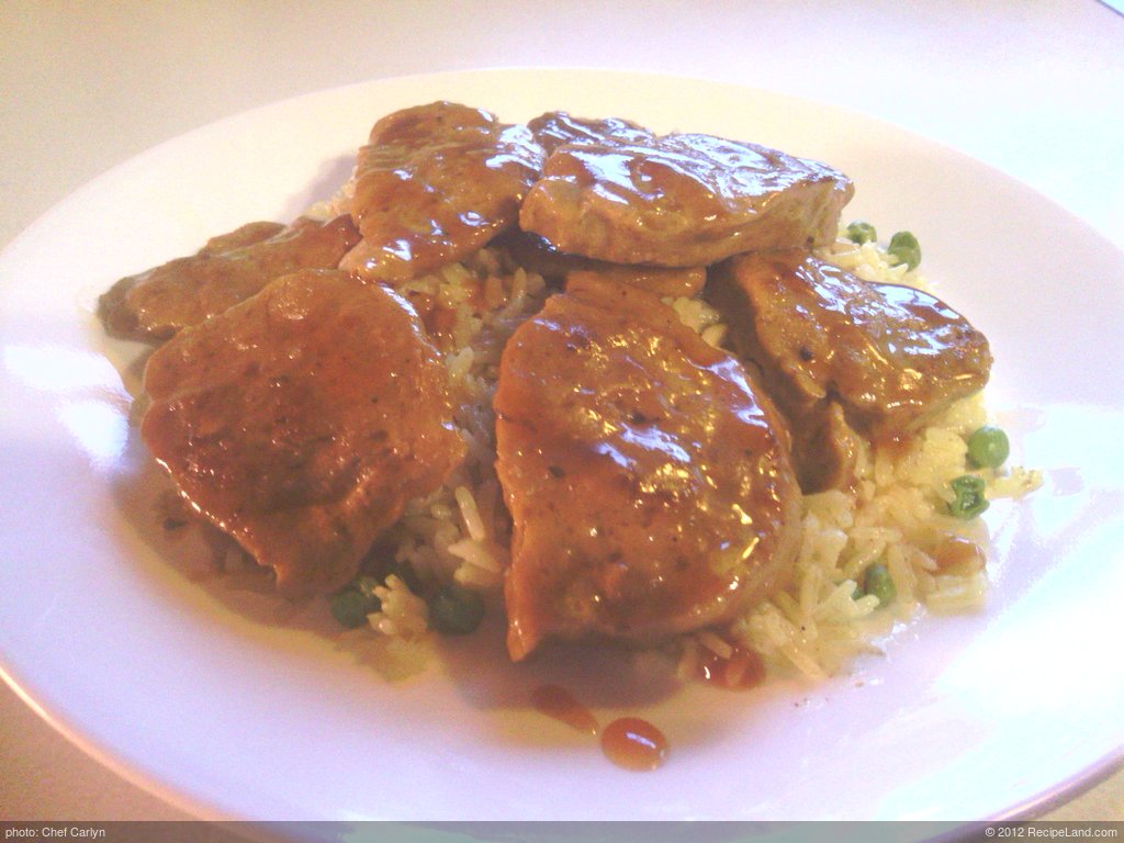 Homemade Indian Seitan Over Curry Rice and Peas