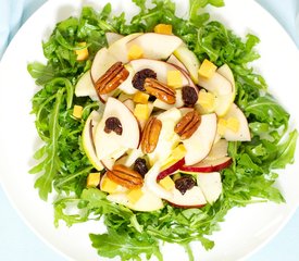 Arugula, Apple and Cheddar Salad with Maple Candied Pecans