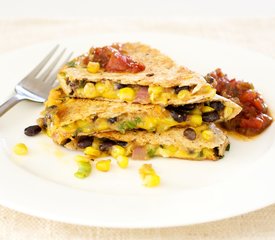 Smoky Black Bean, Corn and Cheddar Quesadillas 