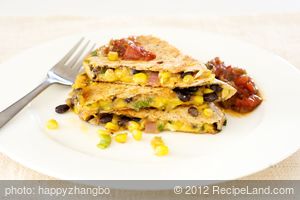 Smoky Black Bean, Corn and Cheddar Quesadillas 