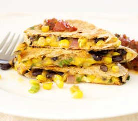 Smoky Black Bean, Corn and Cheddar Quesadillas 