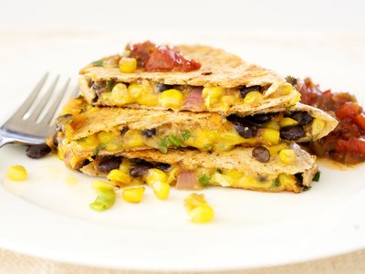 Smoky Black Bean, Corn and Cheddar Quesadillas 