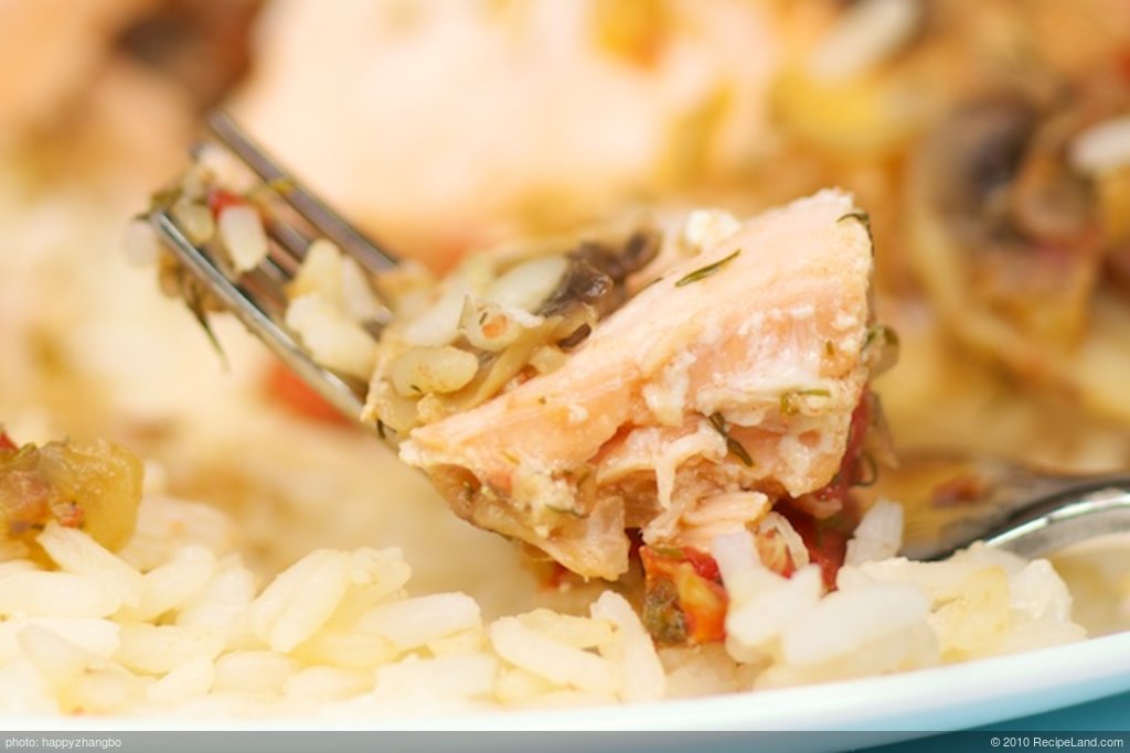 Easy Baked Salmon with Dill on Rice