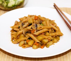 Soy-Sesame Vegetables with Penne