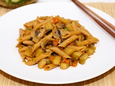 Soy-Sesame Vegetables with Penne