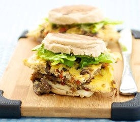 Smoked Mozzarella, Spinach, and Pepper Omelet Sandwiches