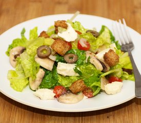 Cherry Tomato and Lettuce Salad with Fresh Mozzarella and Croutons