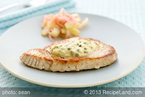 Grilled Tuna Steak with Lemon-Caper Butter recipe