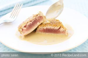 Sesame Crusted Ahi Tuna and Wasabi Beurre Blanc