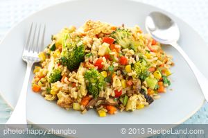 Broccoli, Sweet Bell Pepper and Mushroom Fried Rice recipe