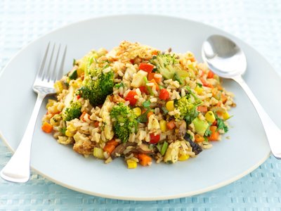 Broccoli, Sweet Bell Pepper and Mushroom Fried Rice