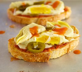 Artichoke Hearts and Fried Egg Crostini 