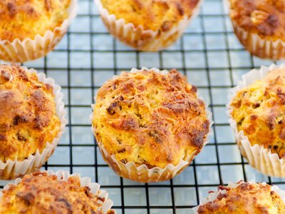 Whole Wheat Cheesy Bacon Muffins