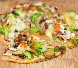 Broccoli, Mushroom and Sun-Dried Tomato Tortilla Pizza