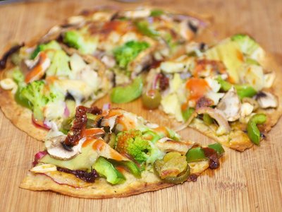 Broccoli, Mushroom and Sun-Dried Tomato Tortilla Pizza