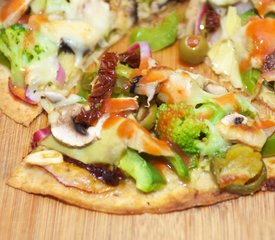 Broccoli, Mushroom and Sun-Dried Tomato Tortilla Pizza