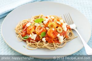 Greek Style Pasta with Shrimp and Feta recipe