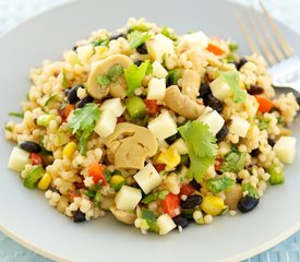 Marinated Mushroom, Black Bean Couscous Salad with Cheddar