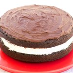 Moist Chocolate Cake With Marshmallow Cream and Chocolate Frosting