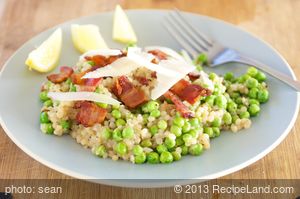 Israeli Couscous with Bacon and Peas recipe