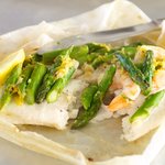 Tilapia En Papillote with Asparagus and Shrimp