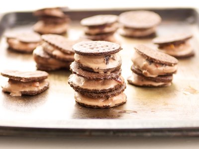 Oreo Cookie and Chocolate Ice Cream Sandwiches