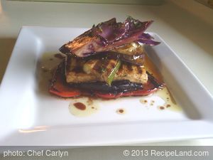 Vegan Grilled Veggie And Tofu Stack With Balsamic And Mint
