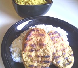 Grilled Vegan Chicken Steaks With Curried Couscous And Zucchini Raita