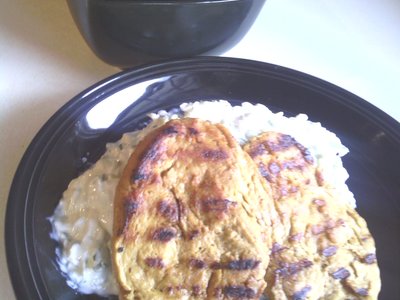 Grilled Vegan Chicken Steaks With Curried Couscous And Zucchini Raita