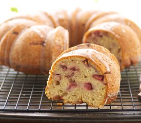 Lemony Strawberry Yogurt Cake with Lemon Glaze