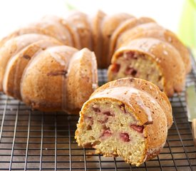 Lemony Strawberry Yogurt Cake with Lemon Glaze