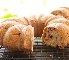 Lemony Strawberry Yogurt Cake with Lemon Glaze