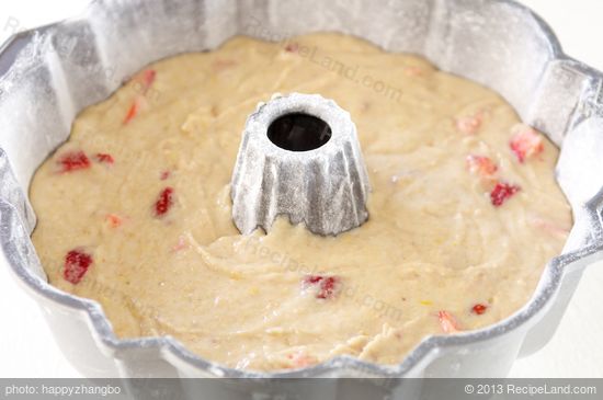 Pour the batter into the prepared pan.