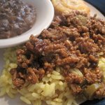Picadillo with Cuban Black Beans and Tostones