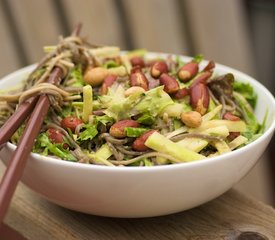 Asian Sesame Soba Noodles with Cucumber, Bok Choy, and Mixed Greens 