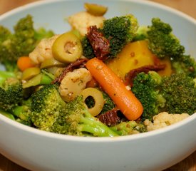 Mediterranean Broccoli and Cauliflower Salad