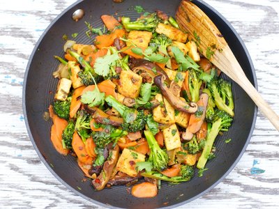 Sichuan Broccoli, Tofu, and Carrot Stir-Fry