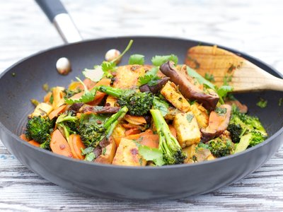 Sichuan Broccoli, Tofu, and Carrot Stir-Fry