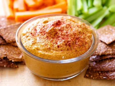 Edamame and Roasted Bell Pepper Hummus 