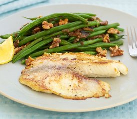 Simply Seared Tilapia with Green Beans and Toasted Walnuts