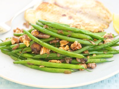 Simply Seared Tilapia with Green Beans and Toasted Walnuts