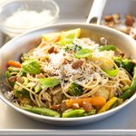 Spaghetti with Vegetables and Toasted Almonds