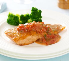 Fillet of Salmon with Anchovies and Tomatoes