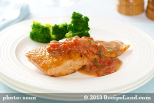 Fillet of Salmon with Anchovies and Tomatoes