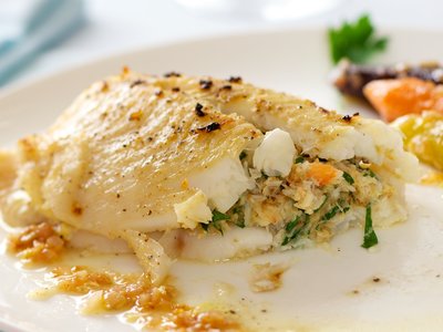 Dover Sole Fillets Stuffed with Crab