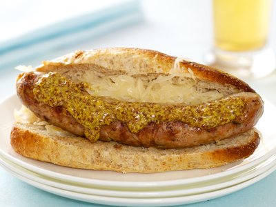 BBQ Sausage with Mustard and Sauerkraut