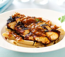 Blackened Chicken Strips on Pasta with Cajun Sauce